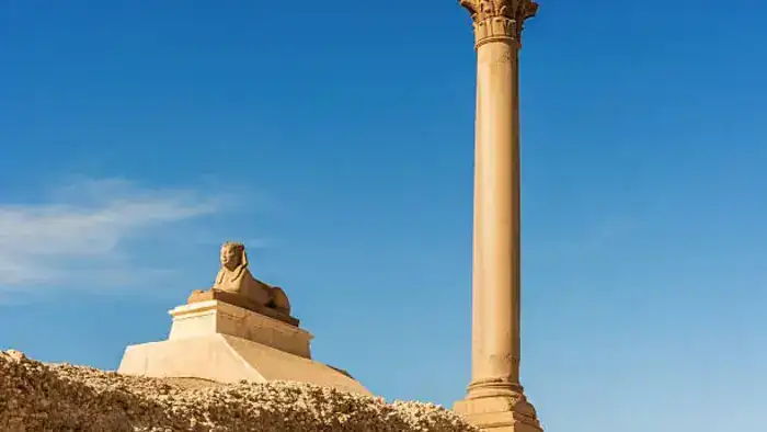 Pompey's Pillar and the Sphinx in Alexandria