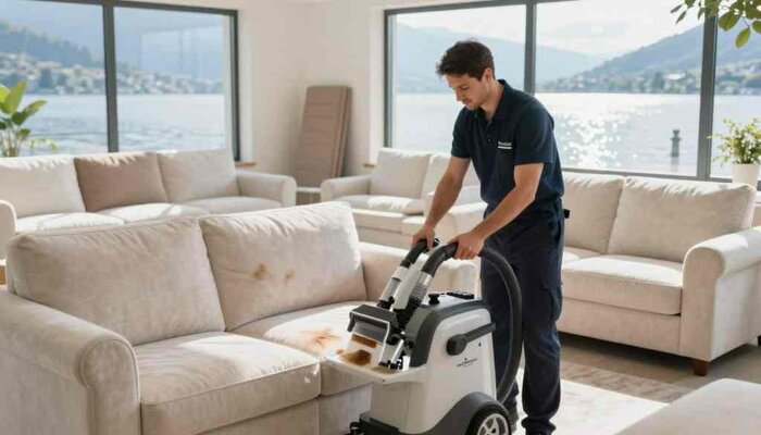 Upholstery cleaning in Lake Geneva using advanced equipment for deep, thorough results.