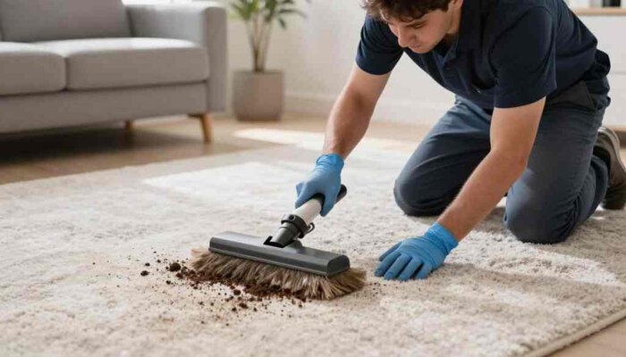 Professional carpet cleaning service in Lake Geneva WI area with deep dirt removal.