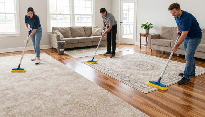 Professional carpet cleaning service in Lake Geneva WI with team cleaning carpets.