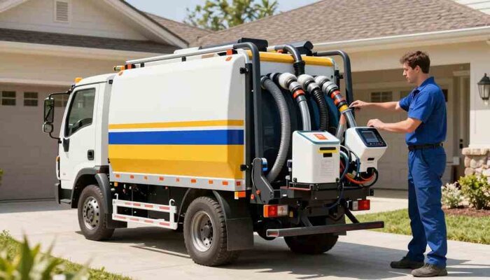 Professional carpet cleaning truck in Lake Geneva for deep stain removal and fresh carpets.