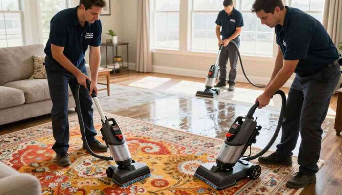 Professional carpet cleaning in Lake Geneva using advanced equipment.