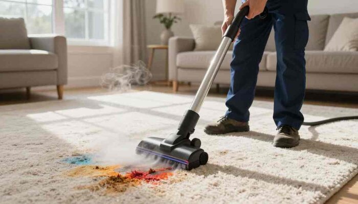 Pet urine stain removal from carpet in Lake Geneva, WI.