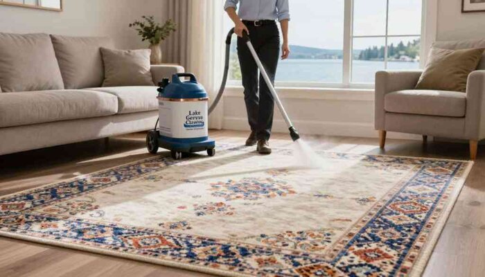 Professional carpet cleaning service in Lake Geneva removing stains and dirt.