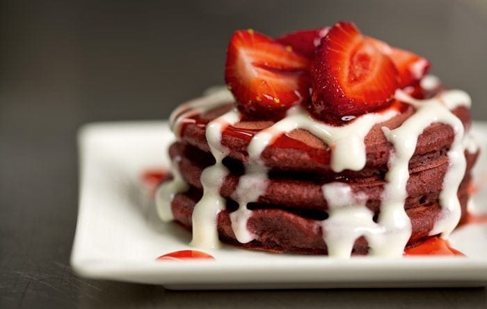Red Velvet Pancake recipe with healthier ingredients. Red Velvet Pancake recipe with healthier ingredients.