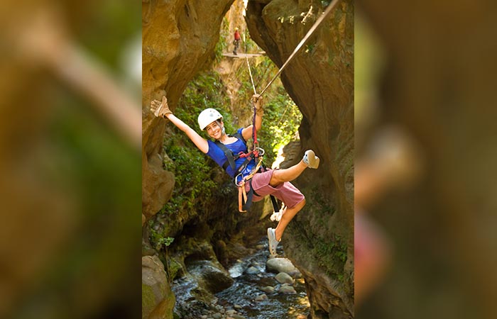 Tourists enjoying the ultimate One Day Adventure Pass at Hacienda Guachipelin in Guanacaste, Costa Rica.