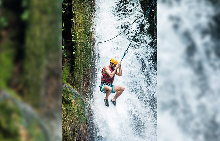 Tourists enjoying the ultimate One Day Adventure Pass at Hacienda Guachipelin in Guanacaste, Costa Rica.