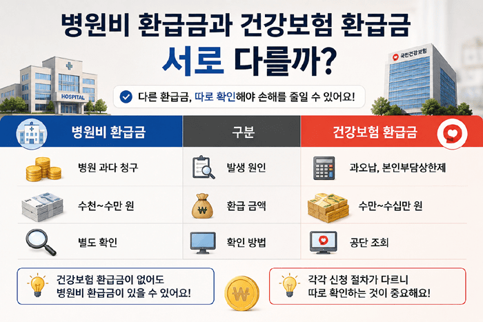 국민 건강 보험 환급금 조회했는데 0원이라면? 신청 후 언제 입금되는지까지 한 번에 확인 4 병원비 환급금과 건강보험 환급금은 서로 다를까