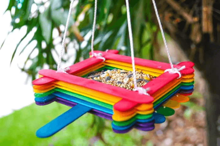 popsicle stick bird feeder craft