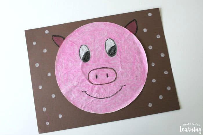 pig craft made with a coffee filter