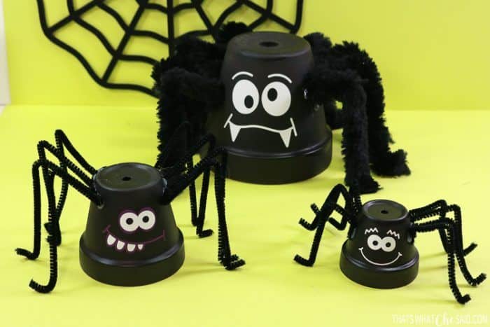 spiders made out of clay pots