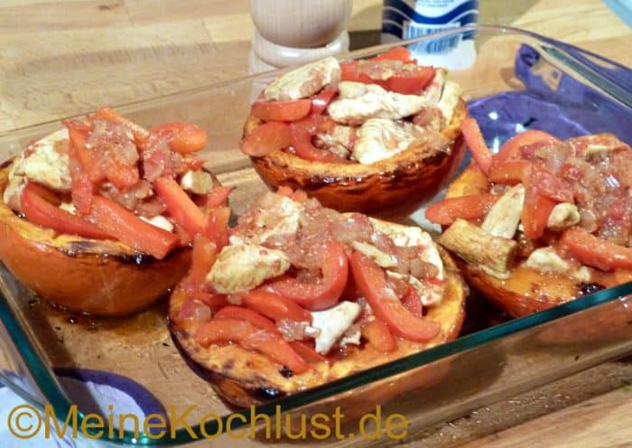 Gebackener Hokkaido-Kürbis mit Hähnchen - Meine Kochlust - Meine Rezepte