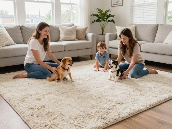 Professional carpet cleaning service in Lake Geneva WI with happy families and pets.