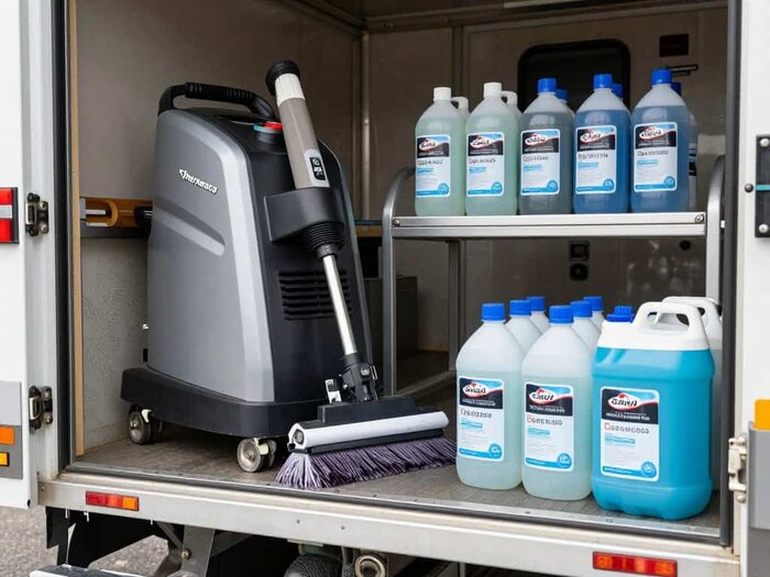 Steam cleaning equipment and cleaning solutions for effective carpet stain removal in Lake Geneva.