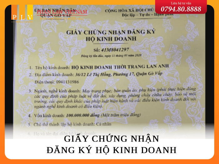 Giấy chứng nhận đăng ký hộ kinh doanh Giấy chứng nhận đăng ký hộ kinh doanh