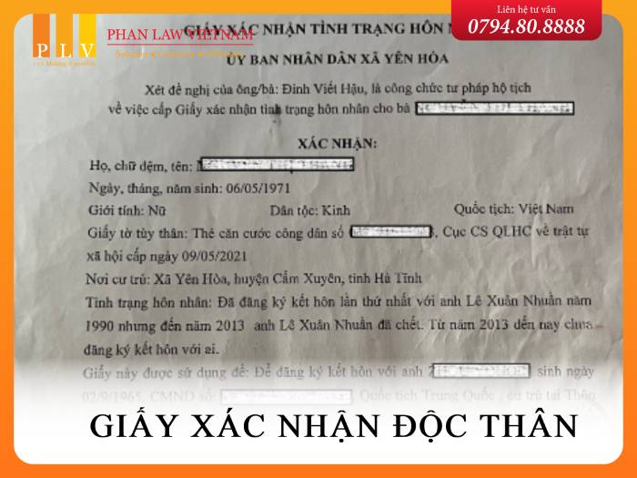 Giấy xác nhận độc thân