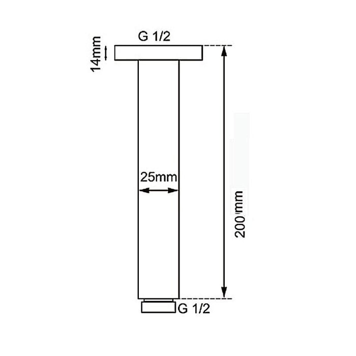 200mm Light Brushed Brass Ceiling Shower Arm