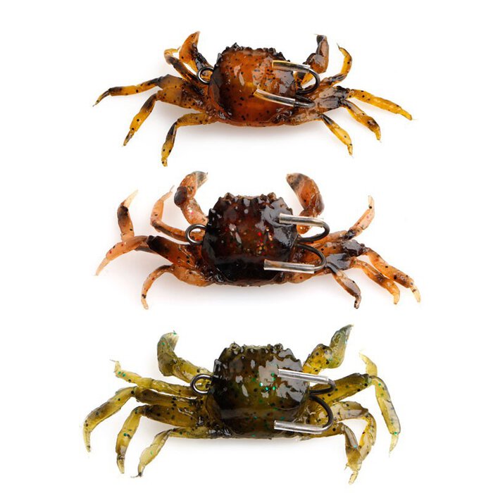 Soft Crab Bait with Hook - 3D Eyes, 1-3M Depth soft crab bait