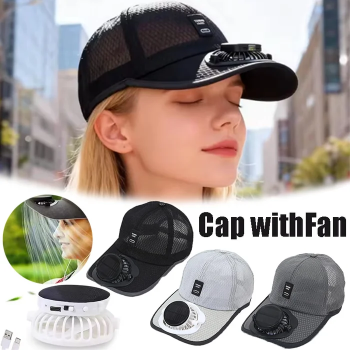 solar charging fan hat