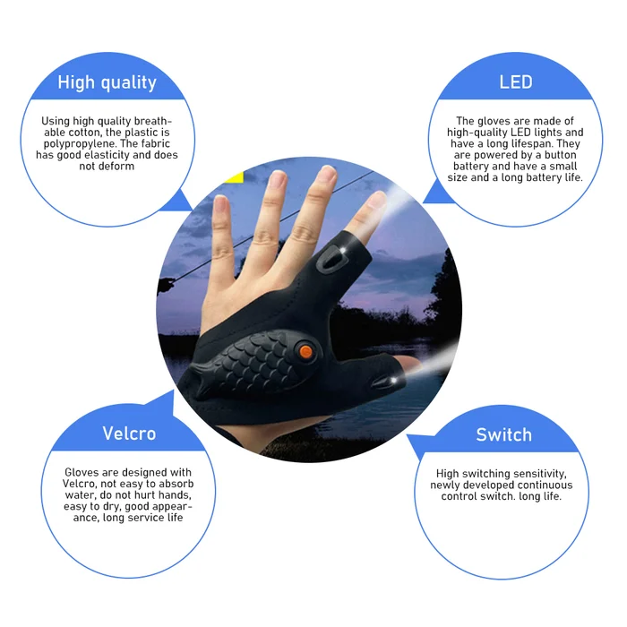LED fishing gloves