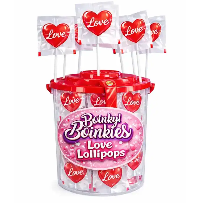 strawlolly.jpg Love Lollipops – Strawberry 100pce jar - Image 1