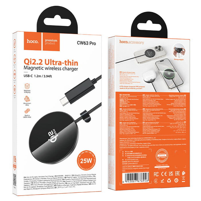 ⁦CW63 PRO  - מטען אלחוטי מגנטי מהיר 25W בתקן Qi2⁩ – תמונה ⁦1⁩