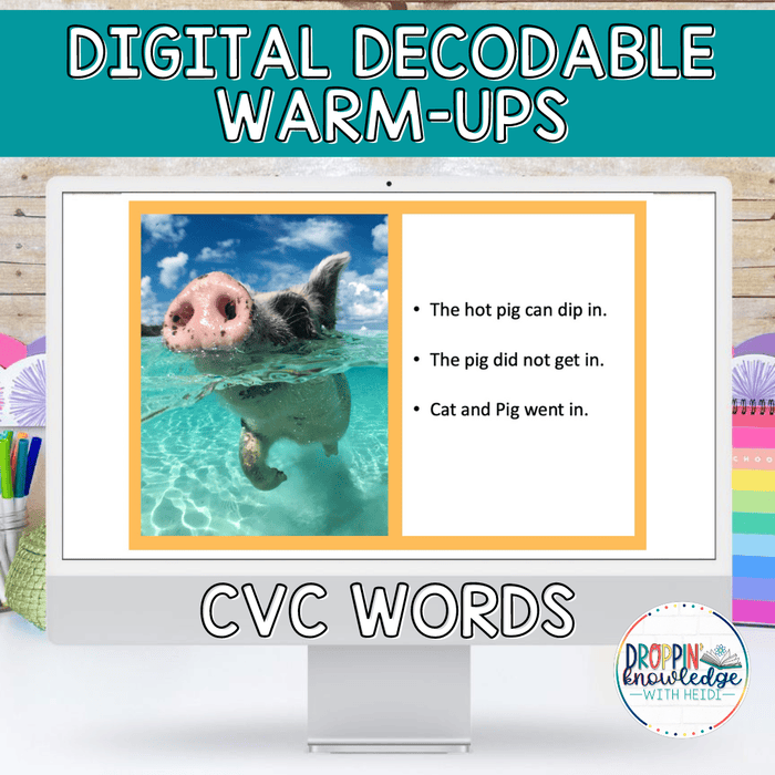 Digital Decodable Warm-Ups - CVC Words - Unit 1 Orange Series