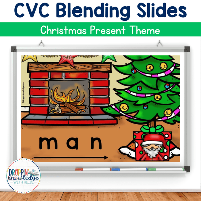 Christmas Phonics CVC Words Blending Slides