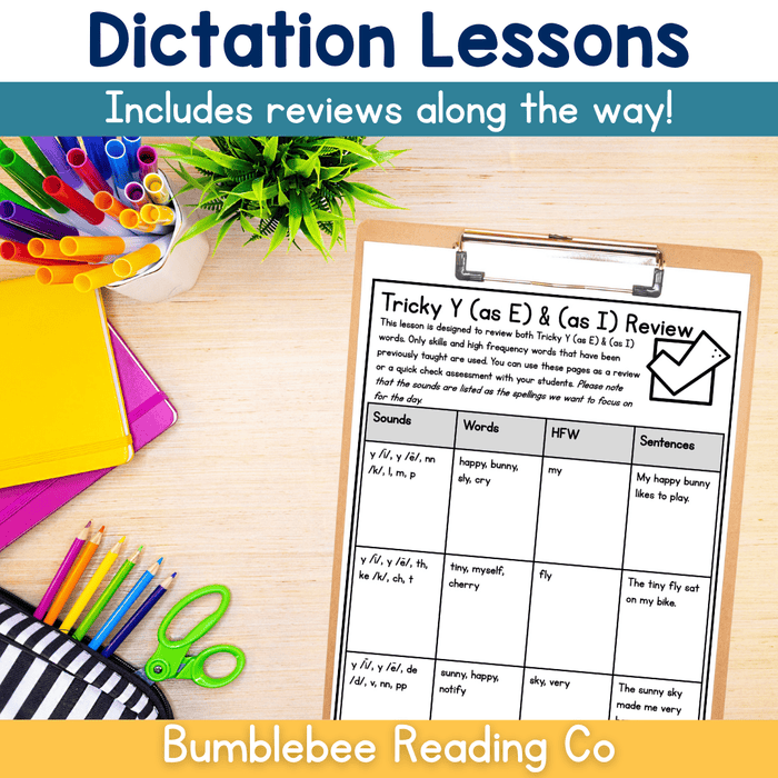 Phonics Spelling Dictation Lesson Plans - Tricky Y, Diphthongs 30+ Lessons! - Image 3