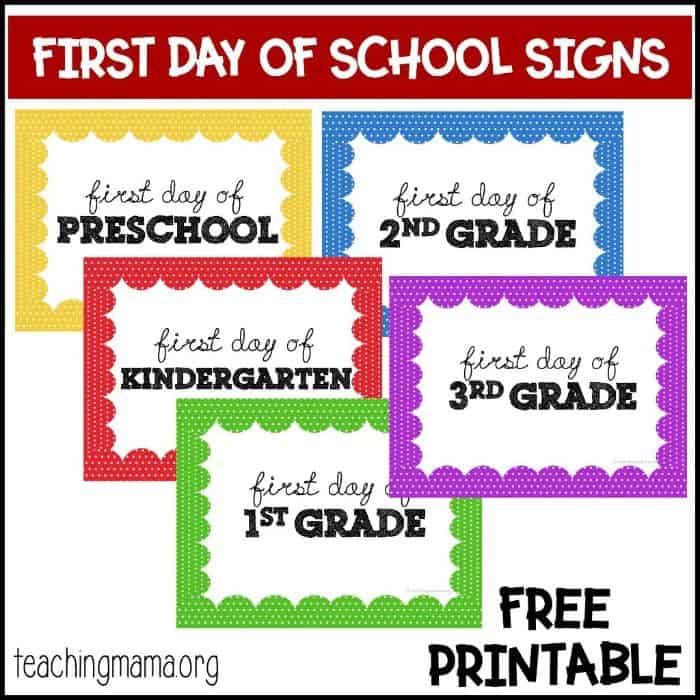 bulletin board style first day of school signs