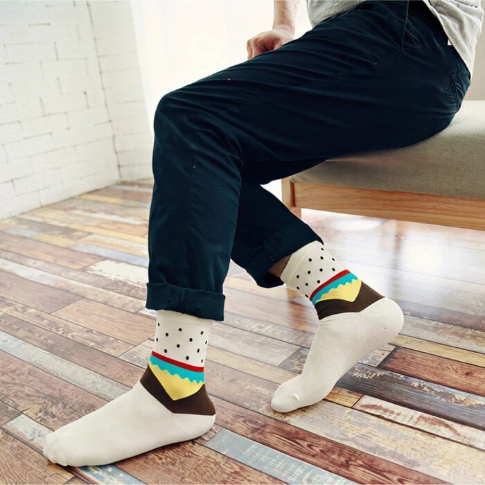 232323-1 Colorful Casual Cotton Socks – Polka Dot Mid-Calf Design (5 Pairs Pack) - Image 1