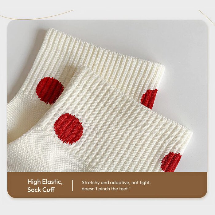 Women’s Thin Cotton Socks – Cute Cartoon Kitten Embroidery, Red & Blue Striped Mid-Calf Socks - Image 2