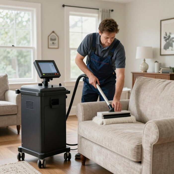 Professional carpet cleaning in Lake Geneva using advanced equipment.