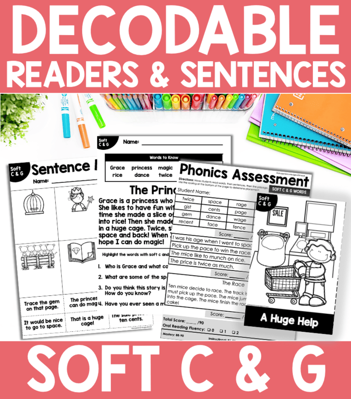 Decodable Readers & Passages - Soft C & G Pack