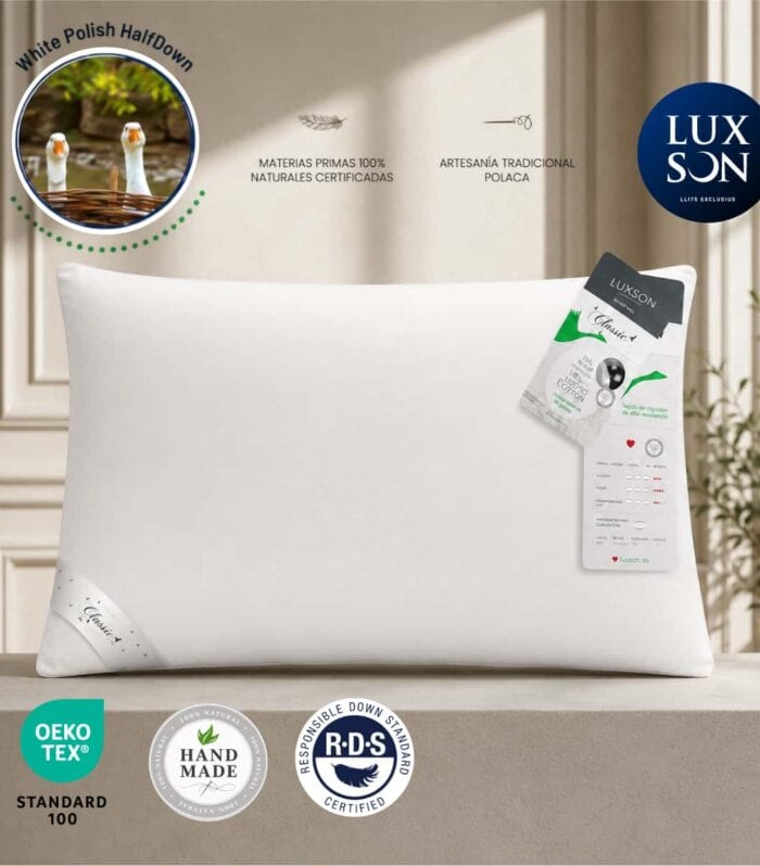 ALMOHADA LUXSON CLASSIC GANSO BLANCO EUROPEO