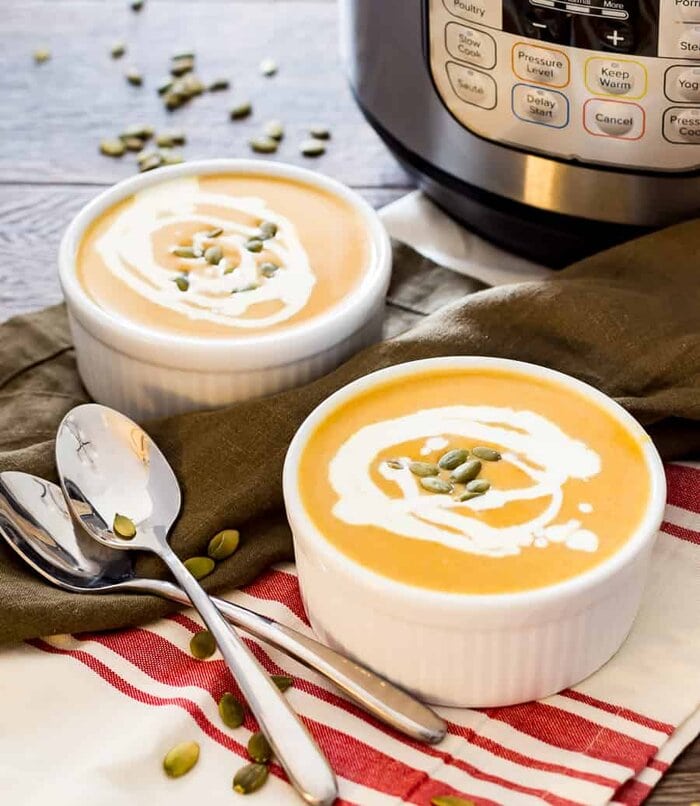 Butternut Squash Soup next to instant pot