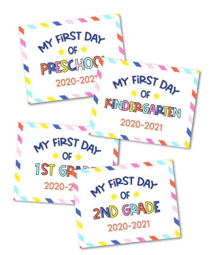 editable first day of school signs