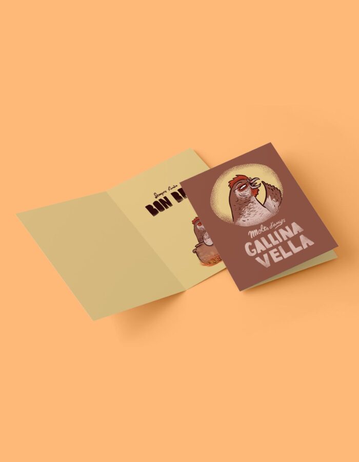 Targeta de felicitació "Gallina vella"