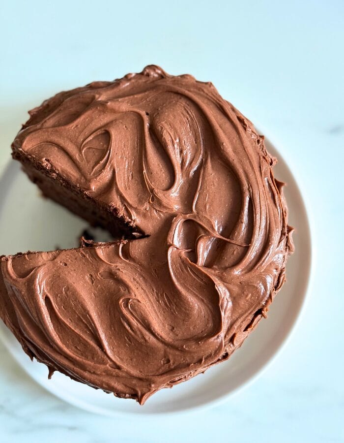 Delicious Matilda's Cake - Fudgy & Moist Chocolate Cake 3 from top, matildas cake on a plate