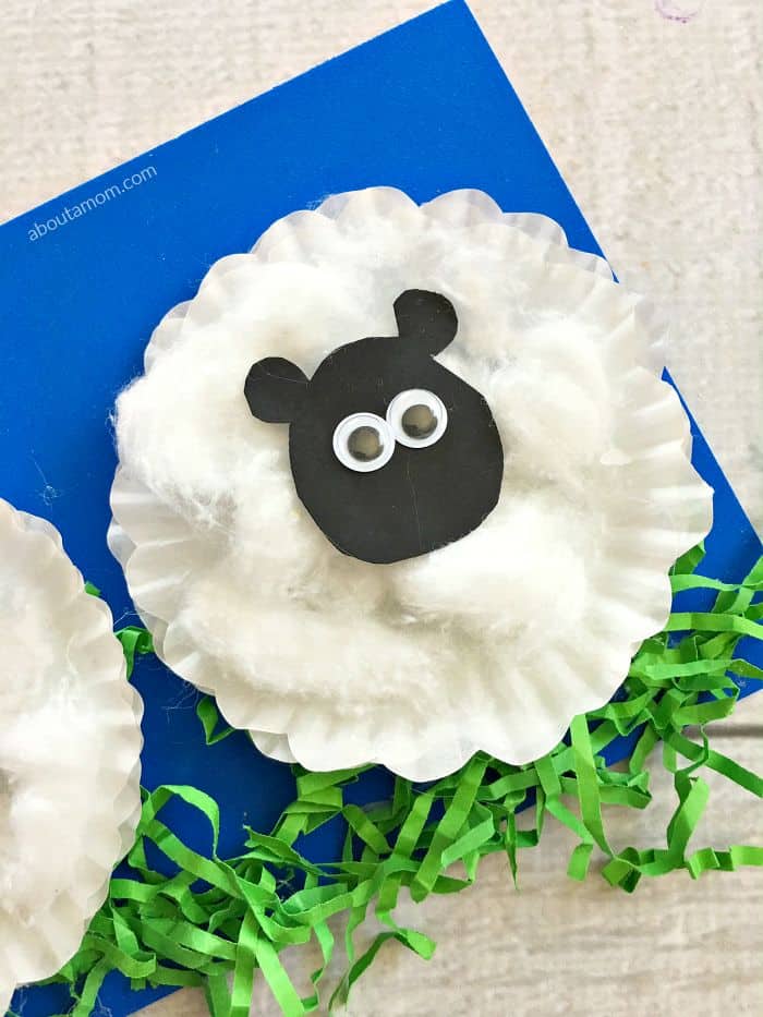 sheep craft made with cupcake liners and cotton balls