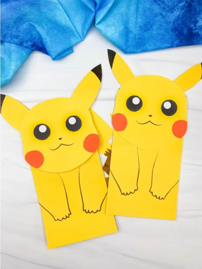 pikachu paper bag puppets