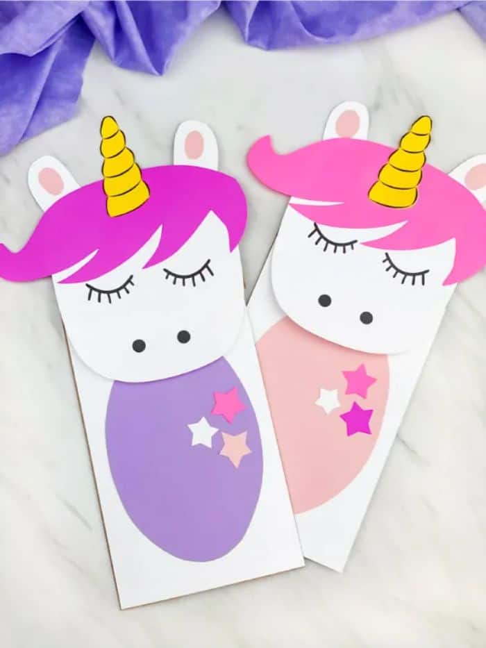 unicorn paper bag puppets