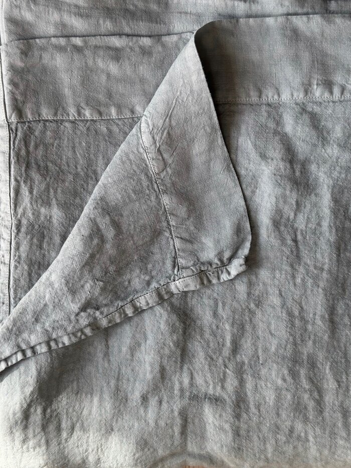 Drap plat lin lavé , vert eucalyptus , la draperie Française