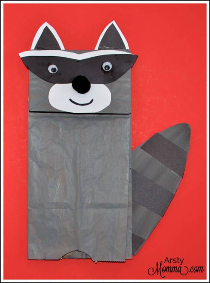 raccoon paper bag puppet