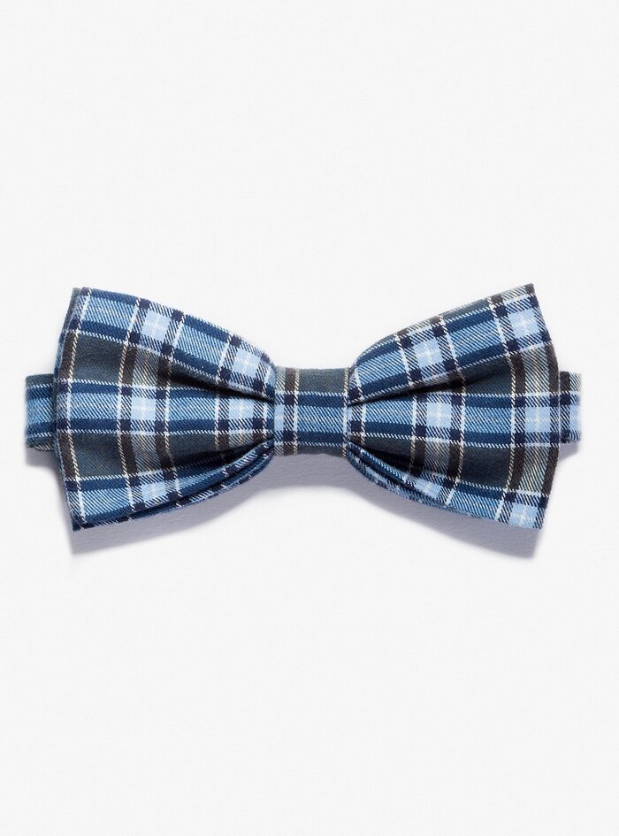 ARVO blue-azure tartan ready-tied flannel Bow tie