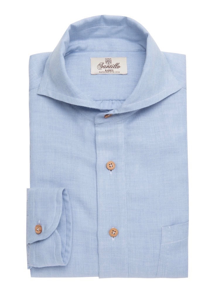 MARTIN azure cotton cashmere radici patrimonio1970 half-placket shirt