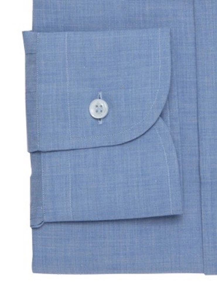 SOLFERINO melange blue cotton shirt - Image 3