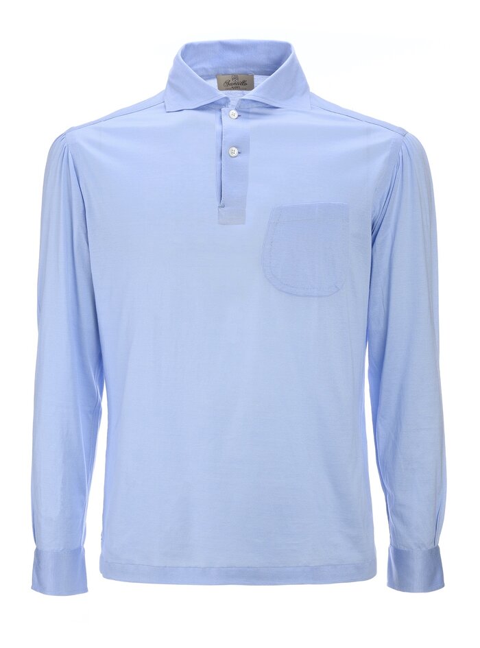 PANATTA Sky blue Filo di Scozia radici patrimonio 1970 polo - Image 4