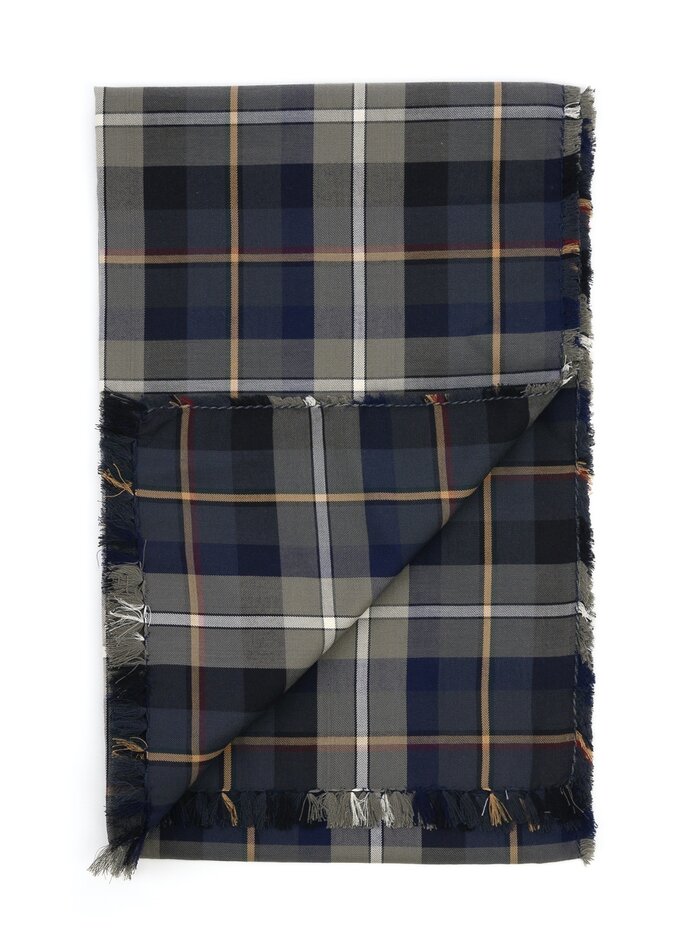 Grey-blue-orange tartan flannel scarf - Image 2