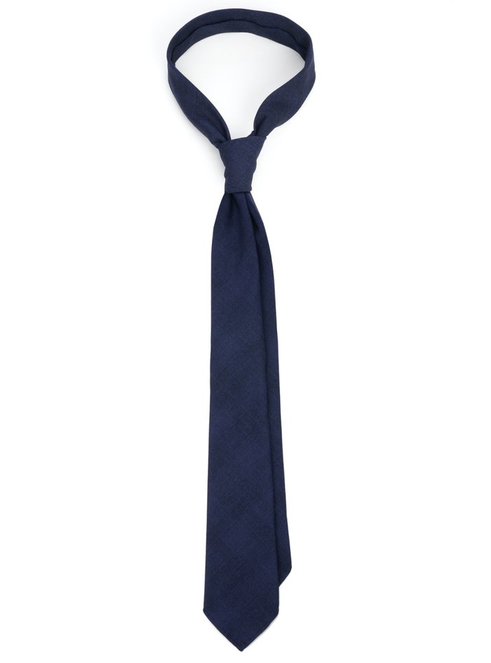 MONTESCURO navy checkered seven fold wool tie